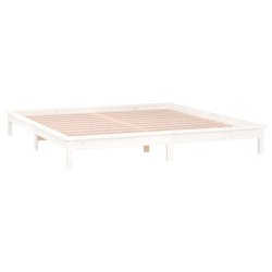 Cadre de lit à LED sans matelas blanc 160x200 cm bois massif 