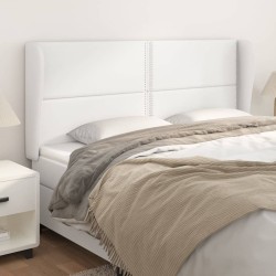 Tête de lit avec oreilles Blanc 163x23x118/128 cm Similicuir 