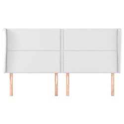 Tête de lit avec oreilles Blanc 163x23x118/128 cm Similicuir 