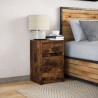 Armoire de chevet et lumières LED chêne fumé bois d'ingénierie 