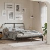 Cadre de lit métal sans matelas avec tête de lit noir 150x200cm 