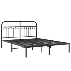 Cadre de lit métal sans matelas avec tête de lit noir 150x200cm 