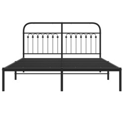 Cadre de lit métal sans matelas avec tête de lit noir 150x200cm 
