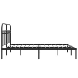 Cadre de lit métal sans matelas avec tête de lit noir 150x200cm 