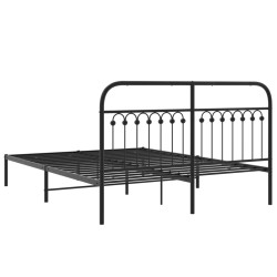 Cadre de lit métal sans matelas avec tête de lit noir 150x200cm 