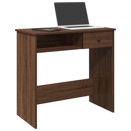 Bureau chêne marron 80x40x75 cm bois d'ingénierie 