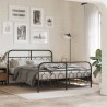 Cadre de lit métal sans matelas avec pied de lit noir 150x200cm 