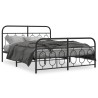 Cadre de lit métal sans matelas avec pied de lit noir 150x200cm 