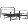 Cadre de lit métal sans matelas avec pied de lit noir 150x200cm 