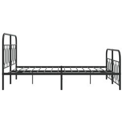 Cadre de lit métal sans matelas avec pied de lit noir 150x200cm 