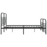 Cadre de lit métal sans matelas avec pied de lit noir 150x200cm 