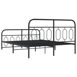 Cadre de lit métal sans matelas avec pied de lit noir 150x200cm 