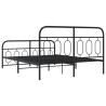 Cadre de lit métal sans matelas avec pied de lit noir 150x200cm 
