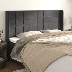Tête de lit avec oreilles Gris foncé 163x16x118/128 cm Velours 