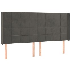 Tête de lit avec oreilles Gris foncé 163x16x118/128 cm Velours 