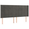 Tête de lit avec oreilles Gris foncé 163x16x118/128 cm Velours 