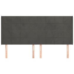 Tête de lit avec oreilles Gris foncé 163x16x118/128 cm Velours 