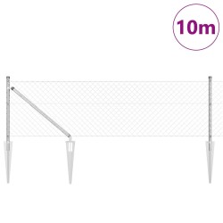 Clôture en Chaîne avec 7 Piquets de Piquet 0.8x10 m Acier Galvanisé 