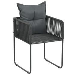 Chaises d'extérieur lot de 2 avec oreillers Résine tressée Noir 