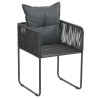 Chaises d'extérieur lot de 2 avec oreillers Résine tressée Noir 