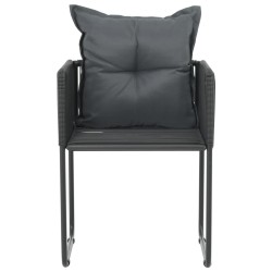 Chaises d'extérieur lot de 2 avec oreillers Résine tressée Noir 