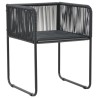 Chaises d'extérieur lot de 2 avec oreillers Résine tressée Noir 