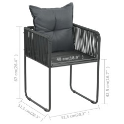Chaises d'extérieur lot de 2 avec oreillers Résine tressée Noir 