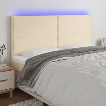Tête de lit à LED Crème 160x5x118/128 cm Tissu 
