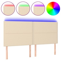 Tête de lit à LED Crème 160x5x118/128 cm Tissu 