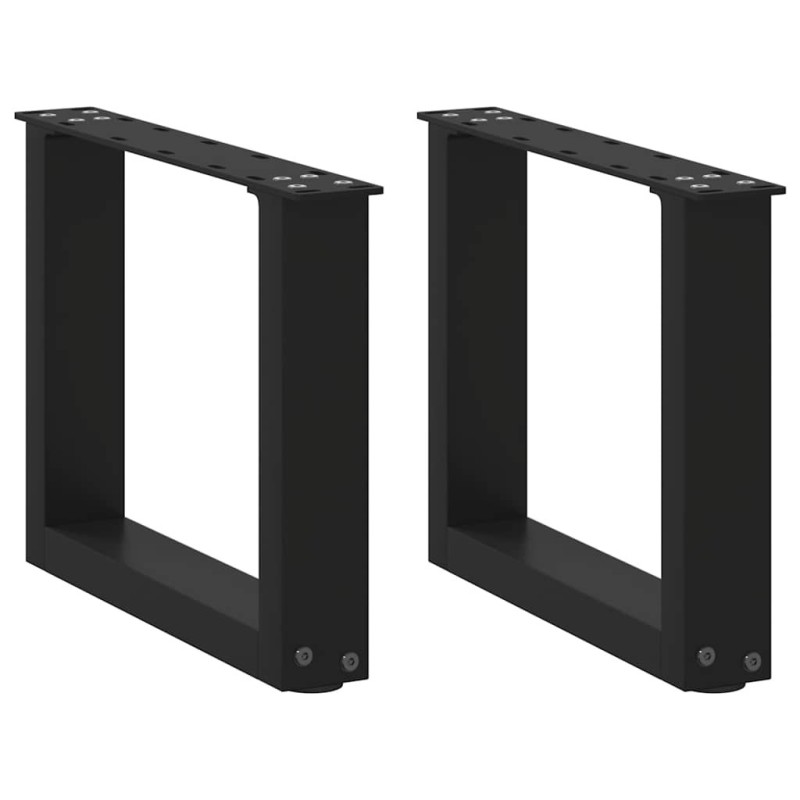 Pieds de table basse en U, 2 pièces, noir, 40 x (30-31) cm, acier 