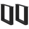 Pieds de table basse en U, 2 pièces, noir, 40 x (30-31) cm, acier 