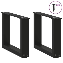 Pieds de table basse en U, 2 pièces, noir, 40 x (30-31) cm, acier 