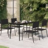 Table à dîner de jardin Noir 140x70x74 cm Acier et verre 