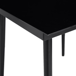 Table à dîner de jardin Noir 140x70x74 cm Acier et verre 