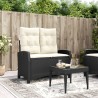 Banc inclinable de jardin avec coussins noir résine tressée 