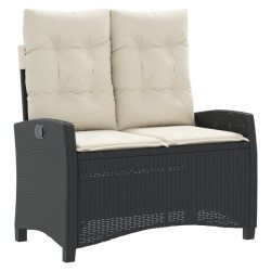 Banc inclinable de jardin avec coussins noir résine tressée 