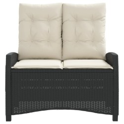 Banc inclinable de jardin avec coussins noir résine tressée 
