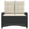 Banc inclinable de jardin avec coussins noir résine tressée 