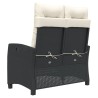 Banc inclinable de jardin avec coussins noir résine tressée 