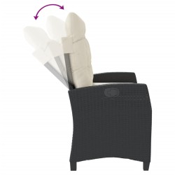 Banc inclinable de jardin avec coussins noir résine tressée 