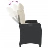 Banc inclinable de jardin avec coussins noir résine tressée 