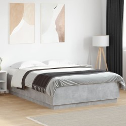 Cadre de lit sans matelas gris béton 120x200 cm 