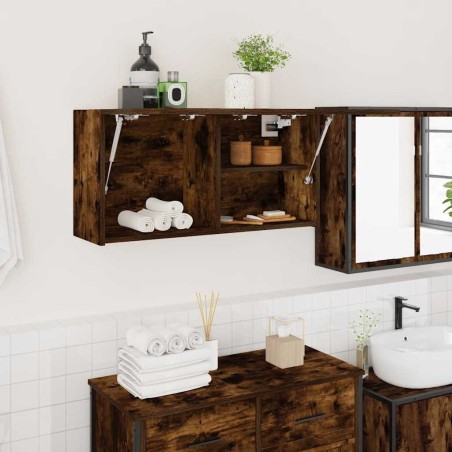 Armoire murale de bain chêne fumé 80x25x40 cm bois d'ingénierie 