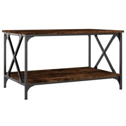 Table basse Chêne fumé 80x50x45 cm Bois d'ingénierie et fer 