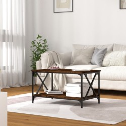 Table basse Chêne fumé 80x50x45 cm Bois d'ingénierie et fer 