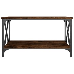 Table basse Chêne fumé 80x50x45 cm Bois d'ingénierie et fer 