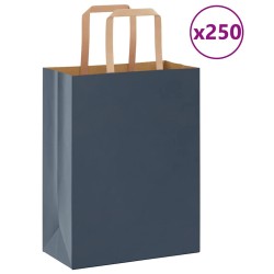 Sacs en papier 250 pcs avec poignées bleu 21x11x28 cm 