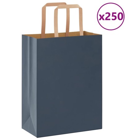 Sacs en papier 250 pcs avec poignées bleu 21x11x28 cm 
