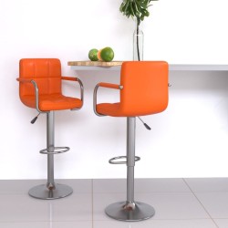 Tabourets de bar lot de 2 orange similicuir 
