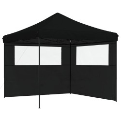 Tente de réception pliable escamotable 2 parois latérales noir 